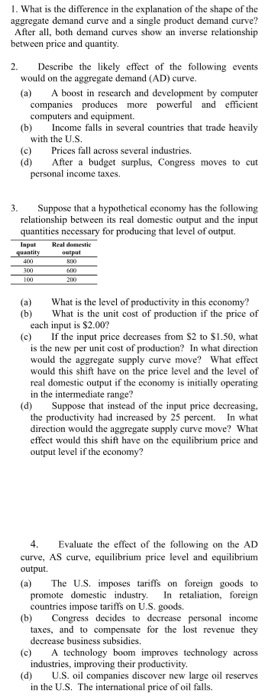 Solved 1. What is the difference in the explanation of the | Chegg.com