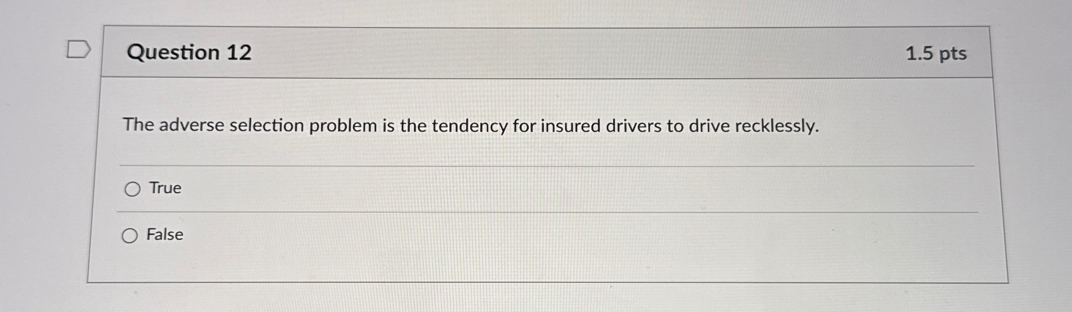 Solved Question 121.5ptsThe adverse selection problem is the | Chegg.com