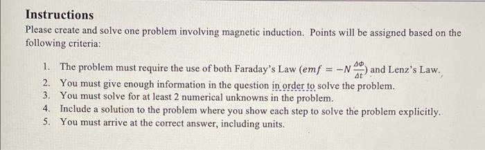 Instructions Please Create And Solve One Problem | Chegg.com