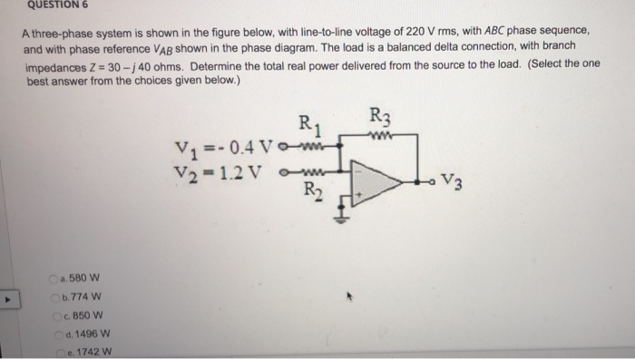 Solved QUESTION ! A three-phase system is shown in the | Chegg.com