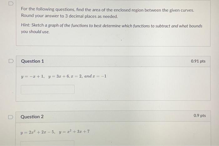 Solved For The Following Questions, Find The Area Of The | Chegg.com