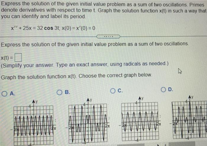 Solved Express The Solution Of The Given Initial Value