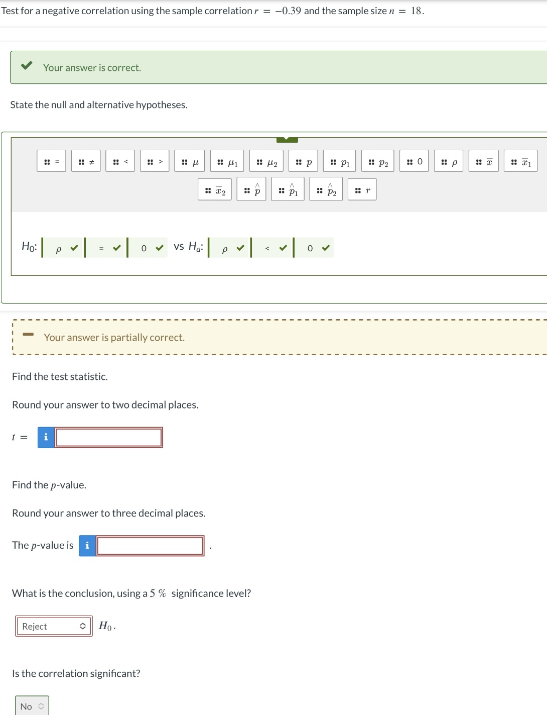 Solved Test for a negative correlation using the sample | Chegg.com