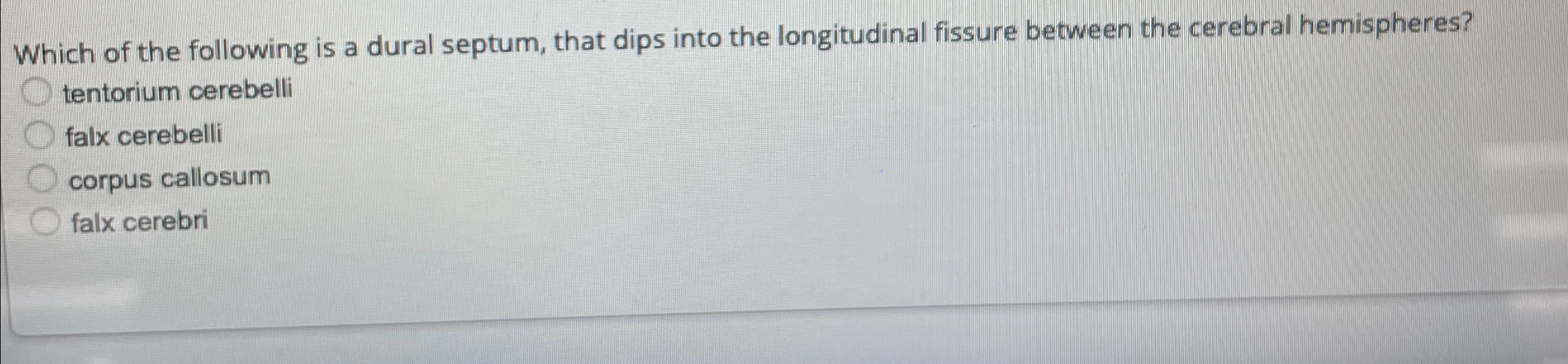 Solved Which Of The Following Is A Dural Septum, That Dips 