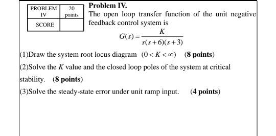 Solved 20 points PROBLEM Problem IV. IV The open loop | Chegg.com