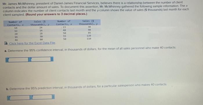 Solved Mr. James McWhinney, president of Daniel James | Chegg.com