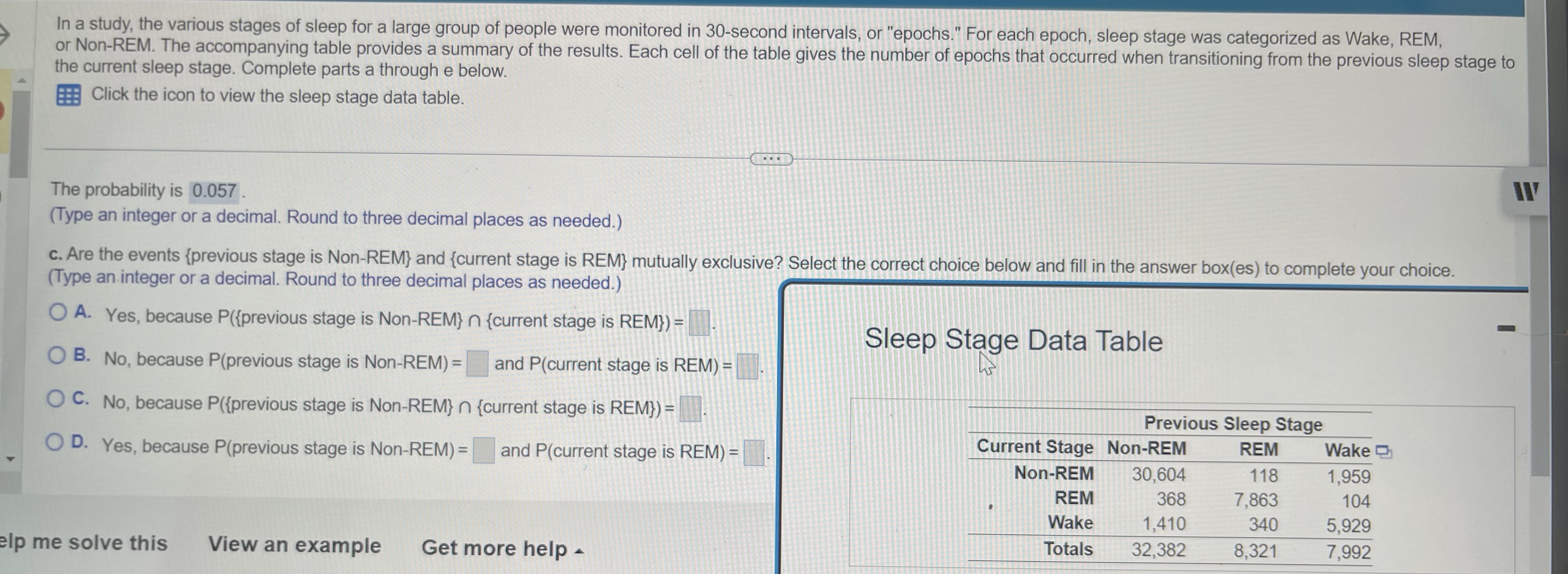 Solved In a study, the various stages of sleep for a large | Chegg.com
