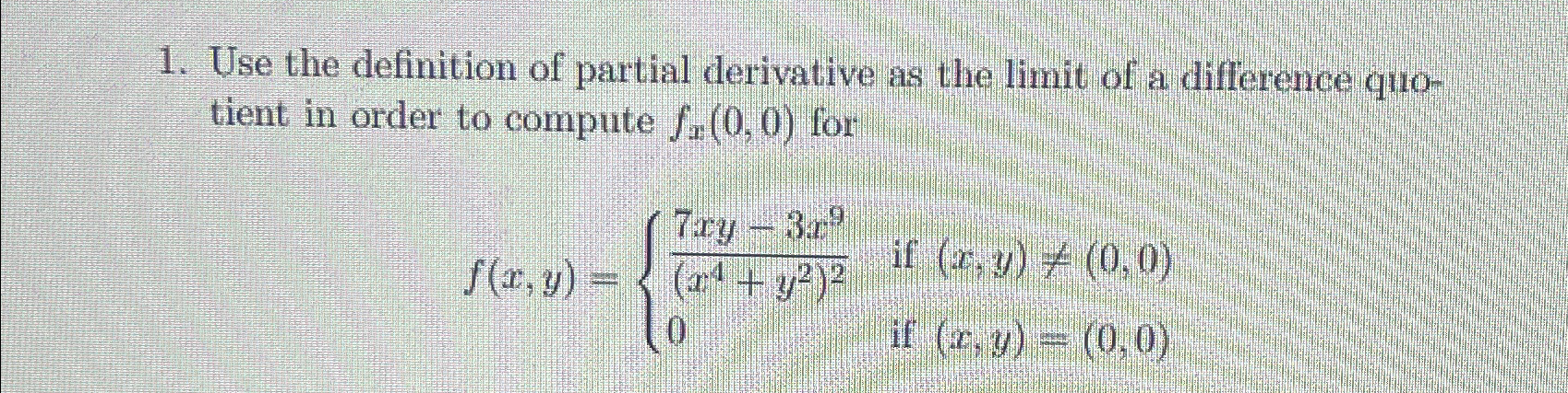 definition of partial derivative as the limit of a difference quotient