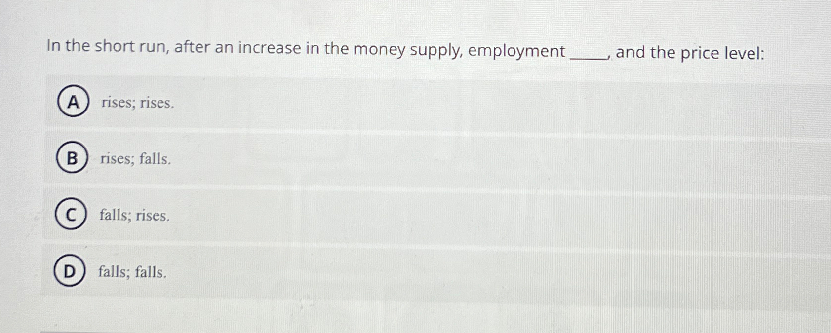Solved In the short run, after an increase in the money | Chegg.com