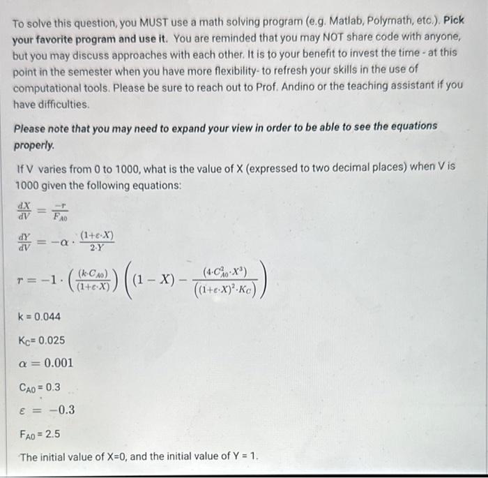 Solved To solve this question, you MUST use a math solving | Chegg.com