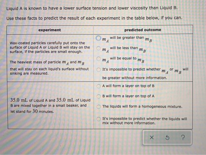 Solved Liquid A is known to have a lower surface tension and | Chegg.com