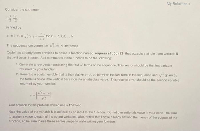 Solved Consider the sequence 1,23,1217,⋯ defined by | Chegg.com