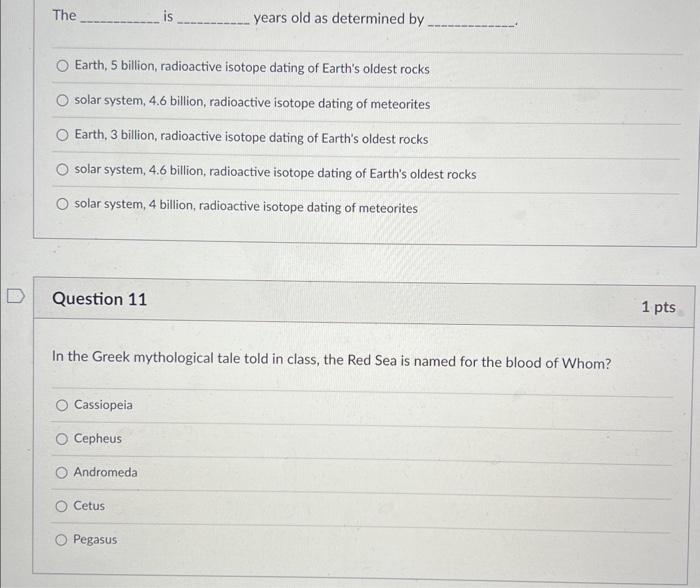The is years old as determined by Earth, 5 billion, | Chegg.com
