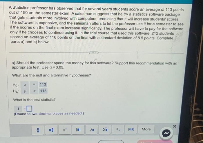 Solved A Statistics professor has observed that for several | Chegg.com