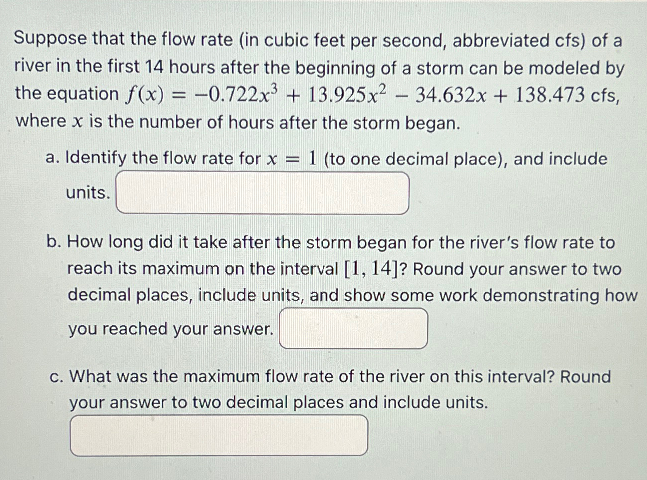 Suppose that the flow rate (in cubic feet per second, | Chegg.com