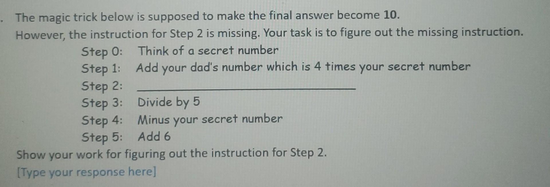 Solved . The magic trick below is supposed to make the final | Chegg.com