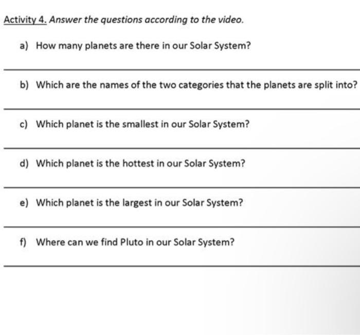 grade solar system questions