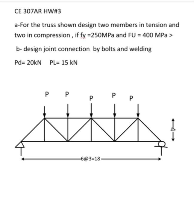a-For the truss shown design two members in tension | Chegg.com