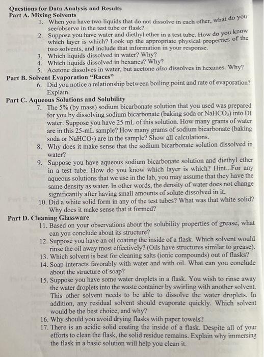 Solved Questions for Data Analysis and Results Part A. | Chegg.com