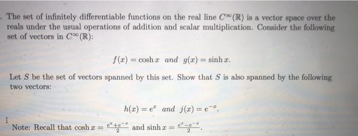 Solved The Set Of Infinitely Differentiable Functions On Chegg Com