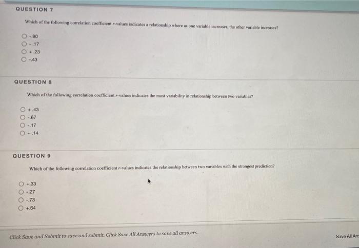 Solved QUESTION 7 Which of the following correlation | Chegg.com