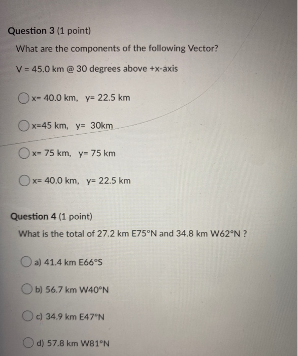 Solved Question 3 (1 point) What are the components of the | Chegg.com