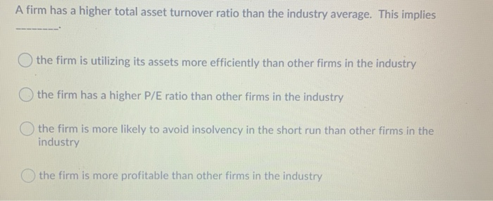 Higher Total Asset Turnover Ratio