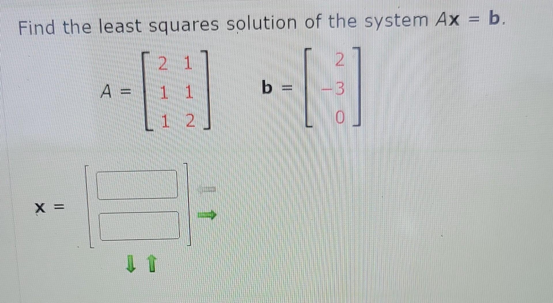 Solved Find The Least Squares Solution Of The System Ax = B. | Chegg.com