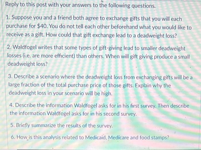 Solved Reply to this post with your answers to the following | Chegg.com