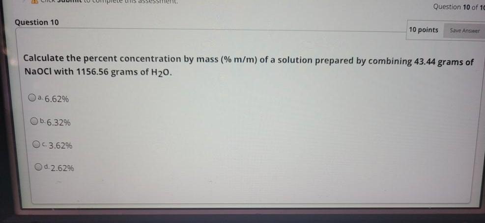 Solved Question 10 of 10 Question 10 10 points Save Answer | Chegg.com