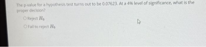 hypothesis test decision based on p value