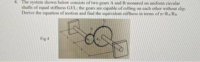 Solved The system shown below consists of two gears A and B | Chegg.com