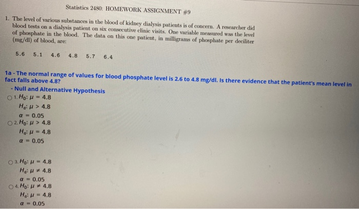 Solved Statistics 2480 Homework Assignment 9 1 The Level 3145