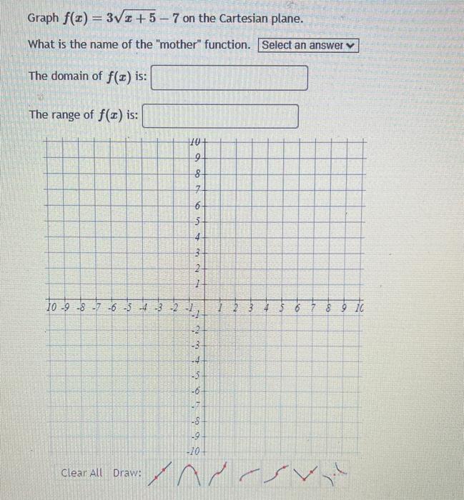 Solved Graph f(x)=3x+5−7 on the Cartesian plane. What is the