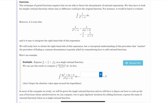 Solved 1 Exercise The technique of partial fractions | Chegg.com