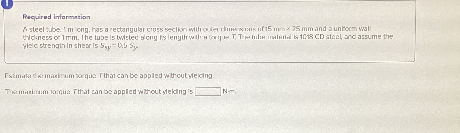 Solved Required information\\nA steel tube, 1m long, has a | Chegg.com