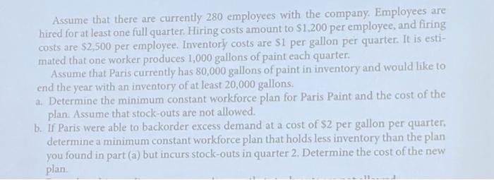 Solved solve it using the constant workforce tables, DO NOT | Chegg.com