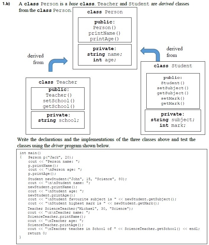 Solved 1.a) C++ Programming Lab Exercise 09 Inheritance, | Chegg.com