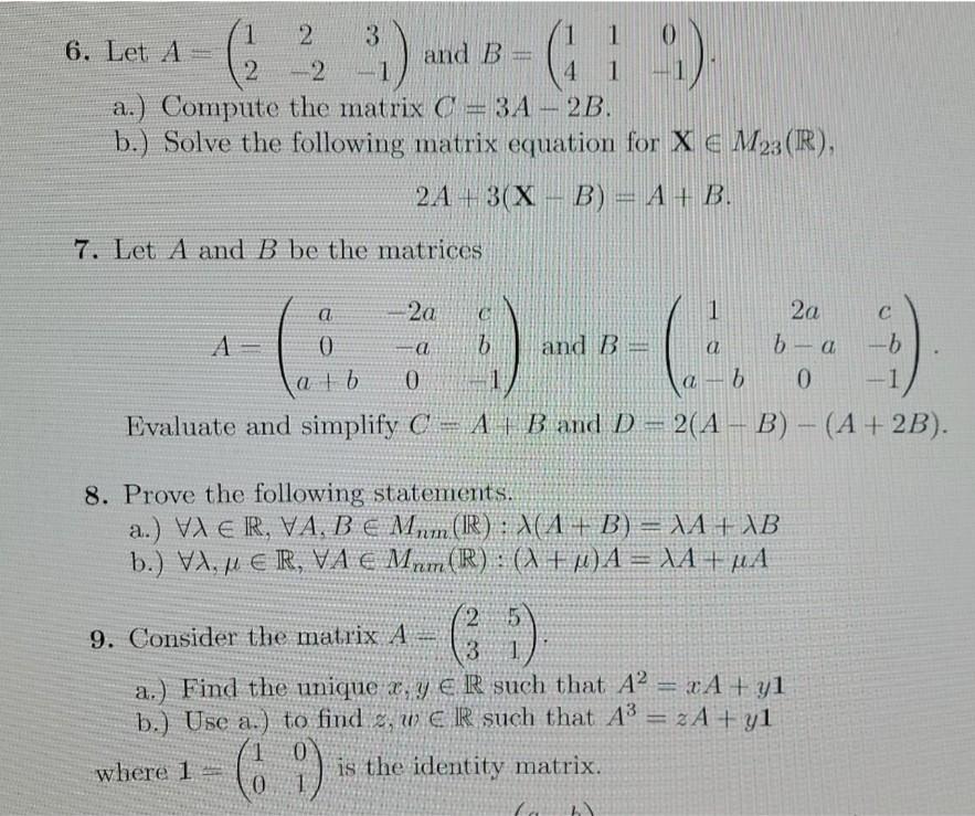 Solved 3) G 9). 1 2 6. Let A And B 2 2 A.) Compute The | Chegg.com