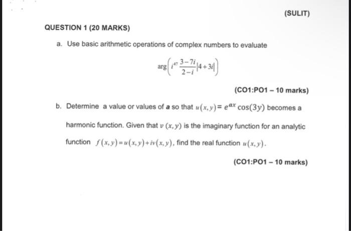 Solved a. Use basic arithmetic operations of complex numbers | Chegg.com