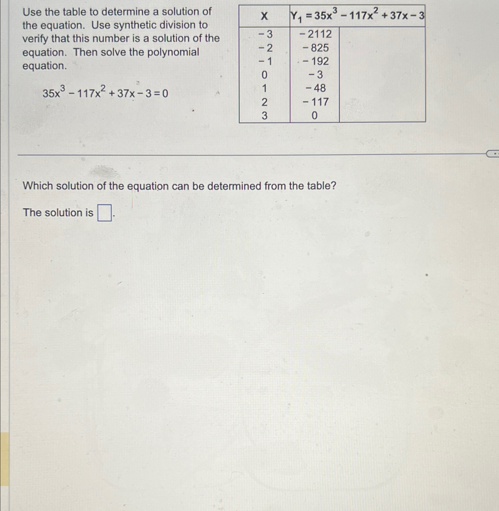 Solved Use the table to determine a solution of the | Chegg.com