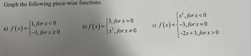 Solved Graph the following piece-wise | Chegg.com