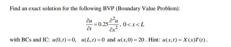 Solved Find An Exact Solution For The Following BVP | Chegg.com