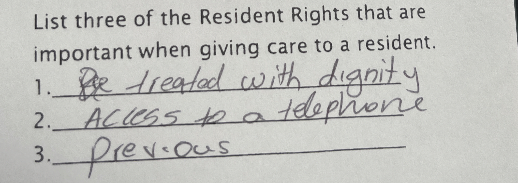 Solved List three of the Resident Rights that are important | Chegg.com