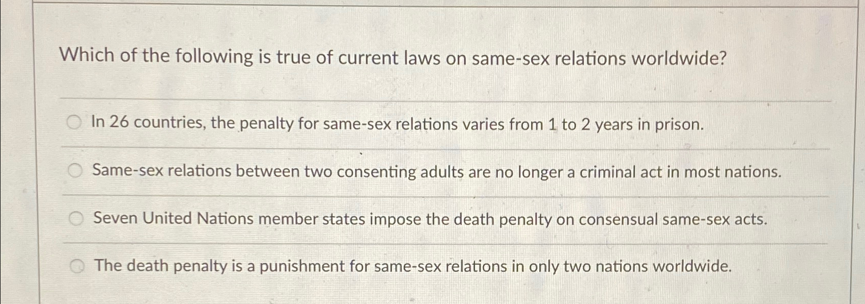 Solved Which of the following is true of current laws on | Chegg.com