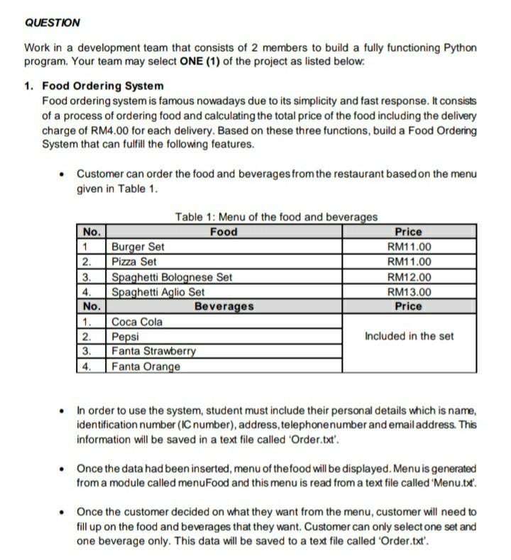 Solved QUESTION Work in a development team that consists of | Chegg.com