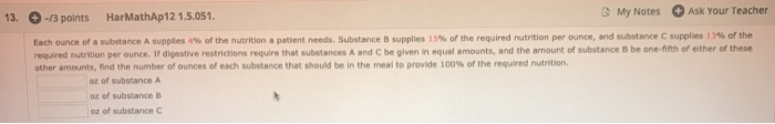 Solved 13. -13 points HarMathAp12 1.5.051. 3 My Notes Ask | Chegg.com