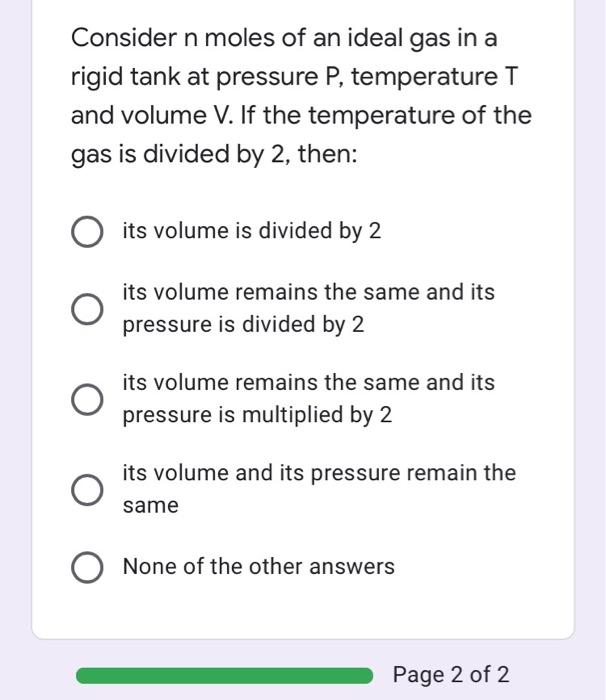 Solved Consider n moles of an ideal gas in a rigid tank at | Chegg.com