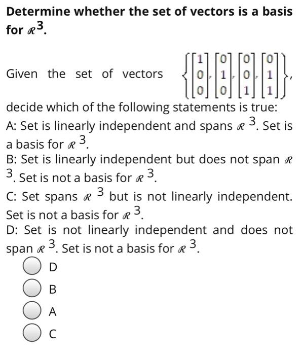 Solved Determine Whether V1 V2 V3 Is A Basis For R3 Chegg Com