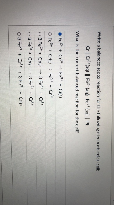 Solved Write A Balanced Redox Reaction For The Following Chegg